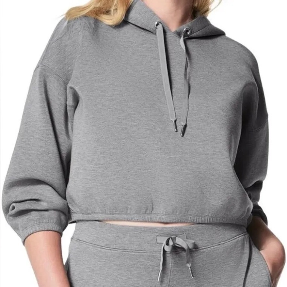 SPANX Air Essentials Heather Gray Crop Hoodie - NWT - medium